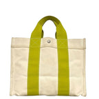 Hermes Tote Bora PM White Green Yellow Canvas