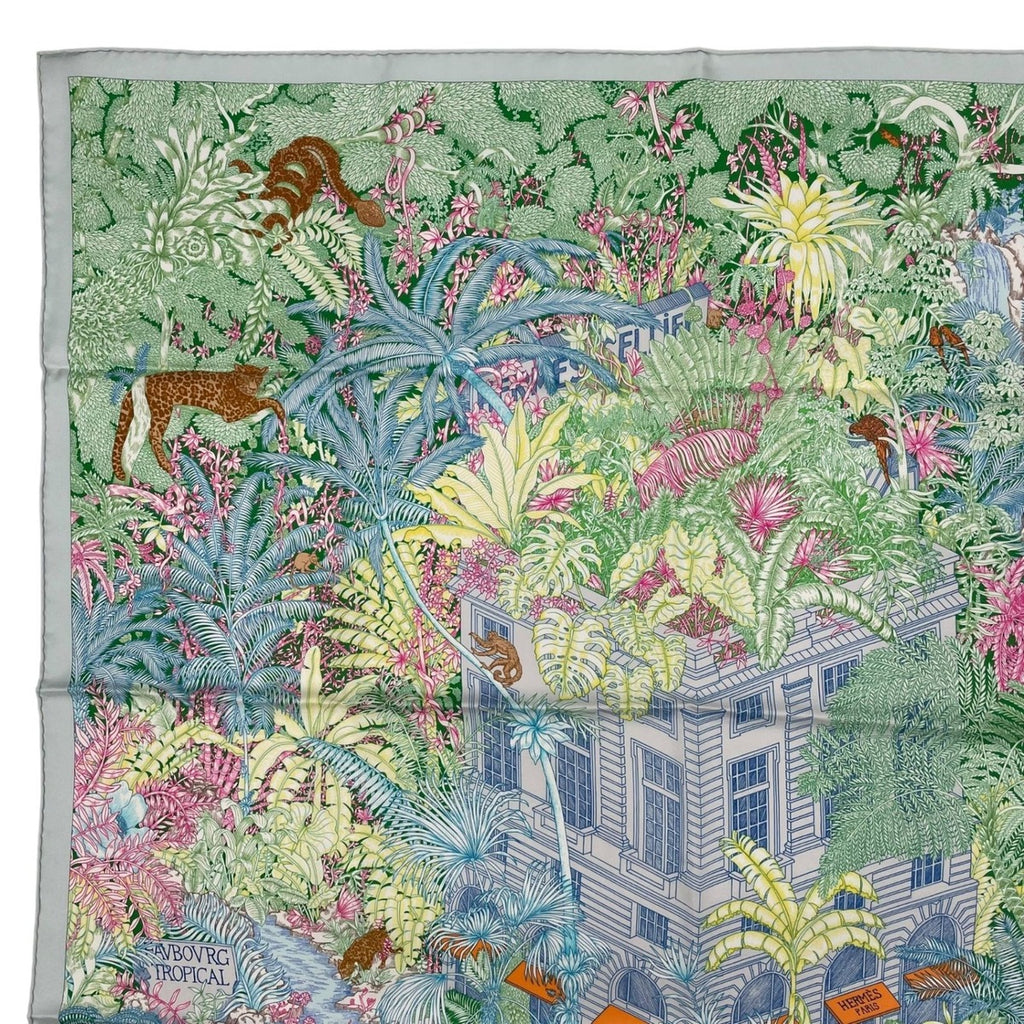 Hermes Scarf Carre 90 100% Silk Faubourg Tropical Multicolor — view 2