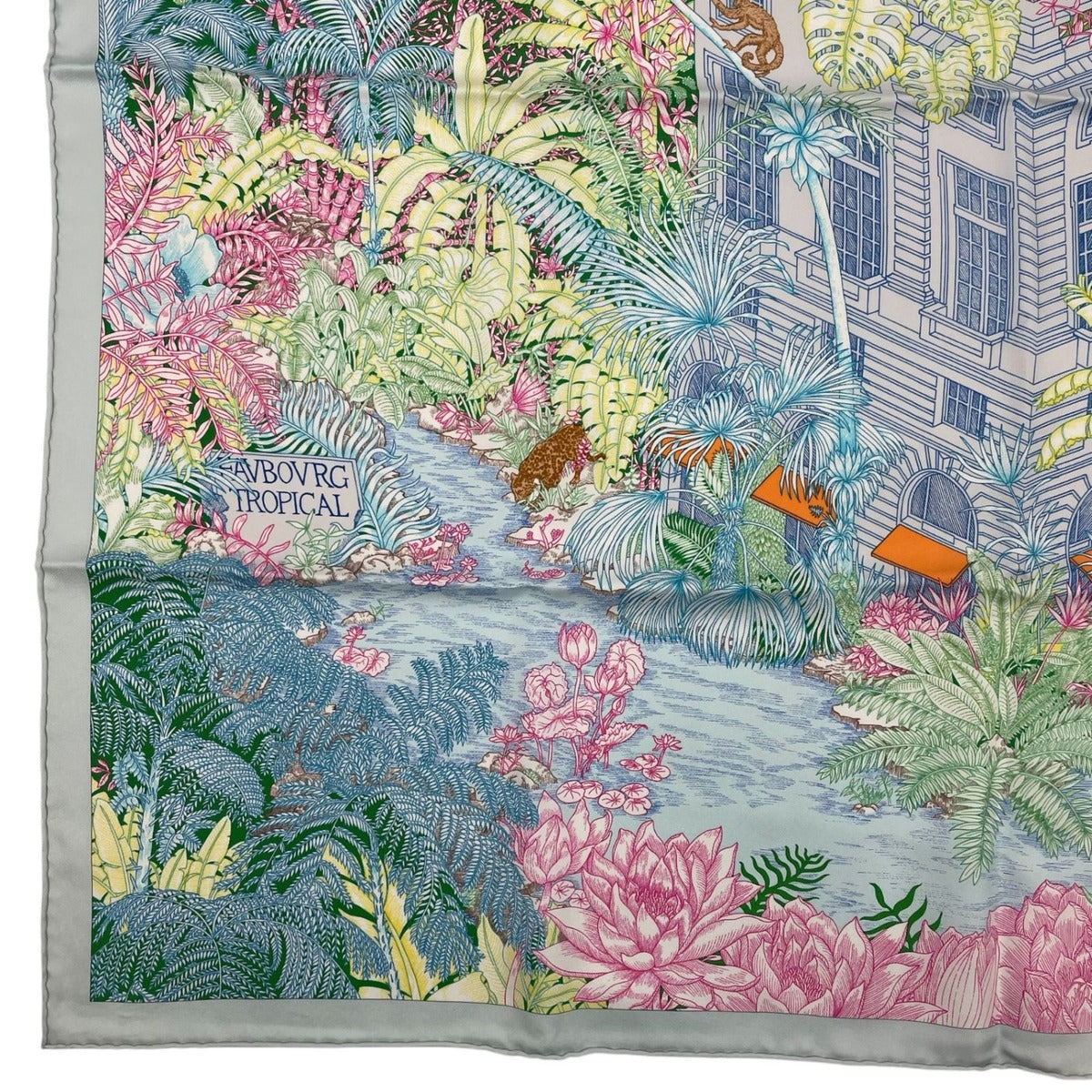 Hermes Scarf Carre 90 100% Silk Faubourg Tropical Multicolor — view 4