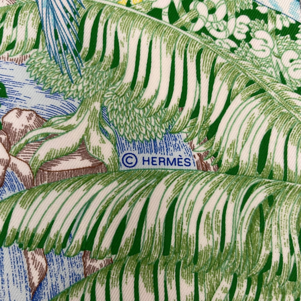 Hermes Scarf Carre 90 100% Silk Faubourg Tropical Multicolor — view 9