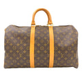 Louis Vuitton Keepall 45 Monogram Leather Brown Boston Bag Gold
