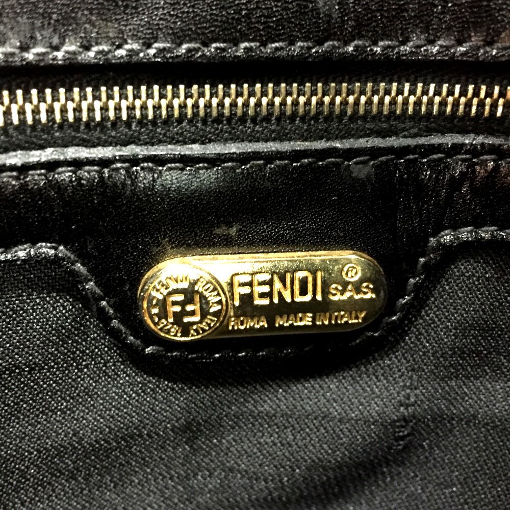 Fendi FF Logo Hardware Nylon Leather Bag 15321 Black — view 5