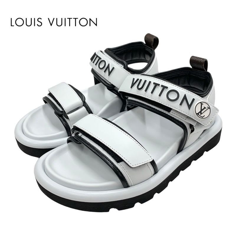 Louis Vuitton Pool Pillow Line Sandals Shoes Leather White Black