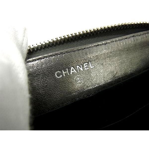 Chanel Wallet New Travel Line Gray Leather Coco Mark Silver Hardware — view 5