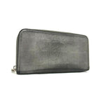Chanel Wallet New Travel Line Gray Leather Coco Mark Silver Hardware