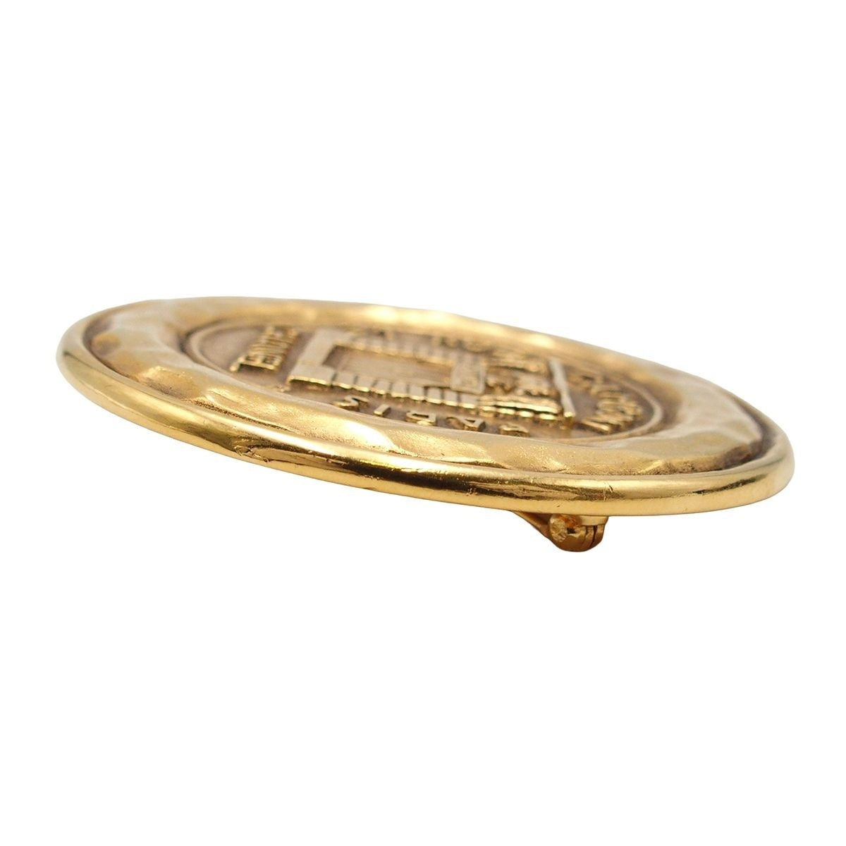 Chanel Brooch Gold Metal Round Vintage Costume — view 2