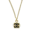 Chanel Coco Mark Cube CC Logo Abe819 Necklace Rhinestone GP Crystal B25 C Black