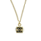 Chanel Coco Mark Cube CC Logo Abe819 Necklace Rhinestone GP Crystal B25 C Black