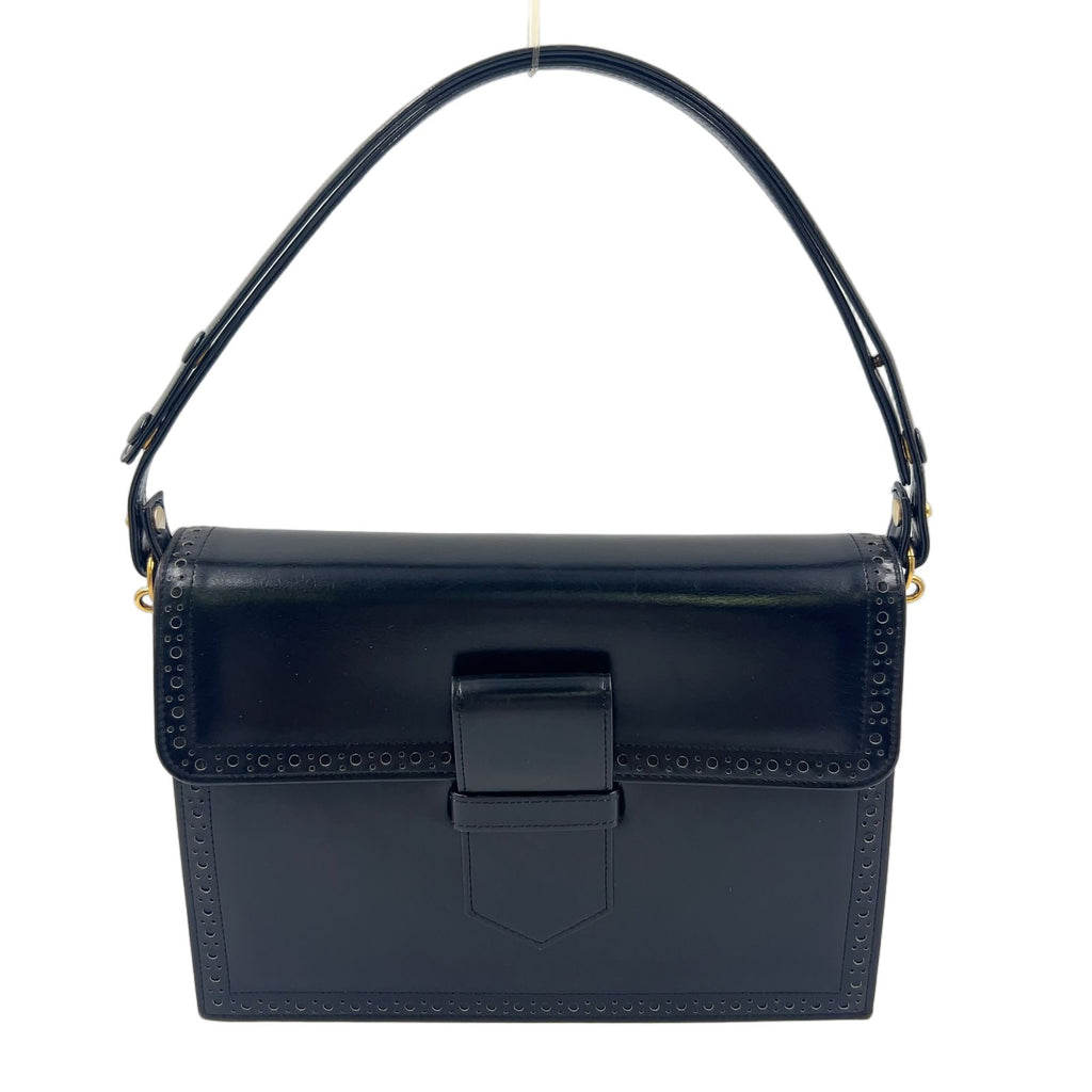 Saint Laurent Vintage Leather Black Shoulder Bag Gold