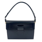 Saint Laurent Vintage Leather Black Shoulder Bag Gold