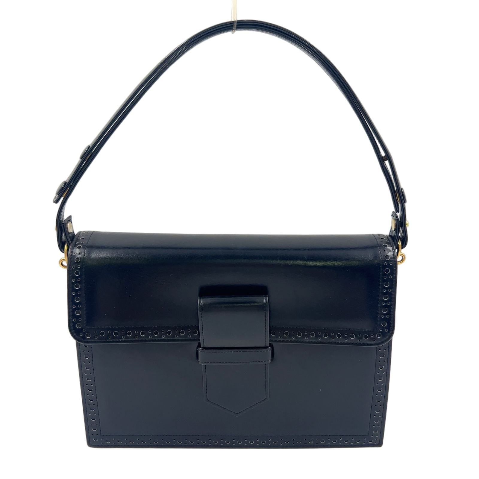 Saint Laurent Vintage Leather Black Shoulder Bag Gold