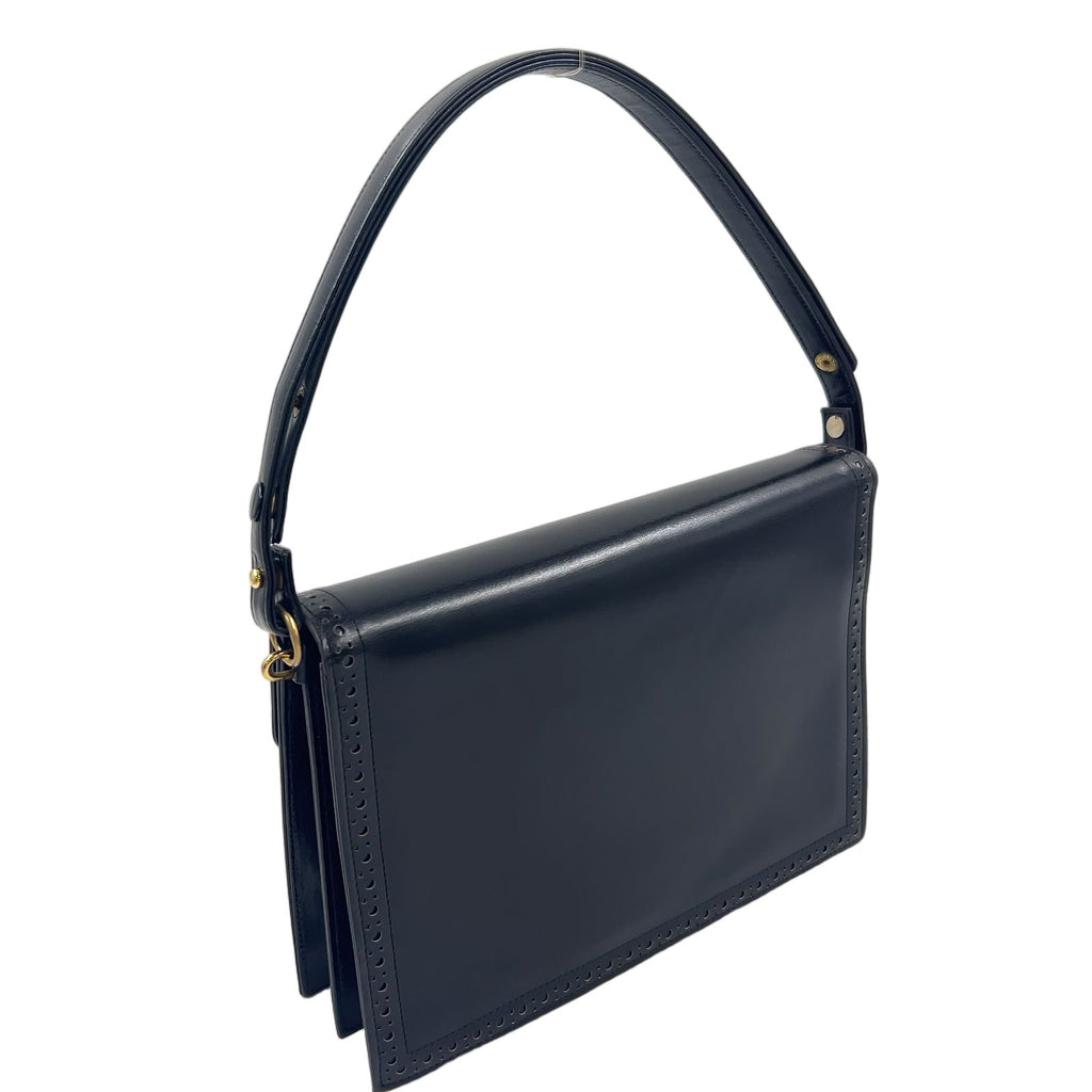 Saint Laurent Vintage Leather Black Shoulder Bag Gold — view 2