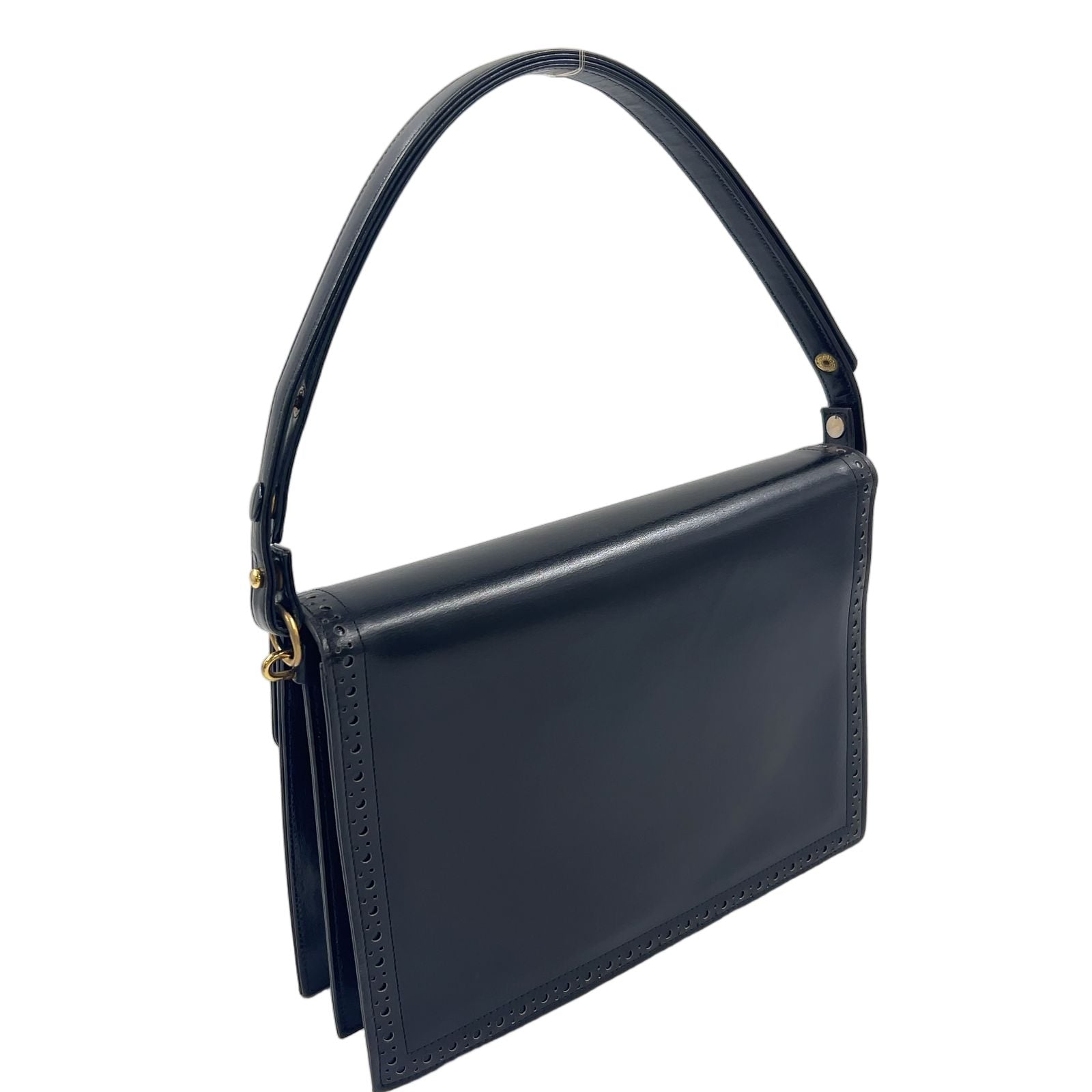 Saint Laurent Vintage Leather Black Shoulder Bag Gold — view 2
