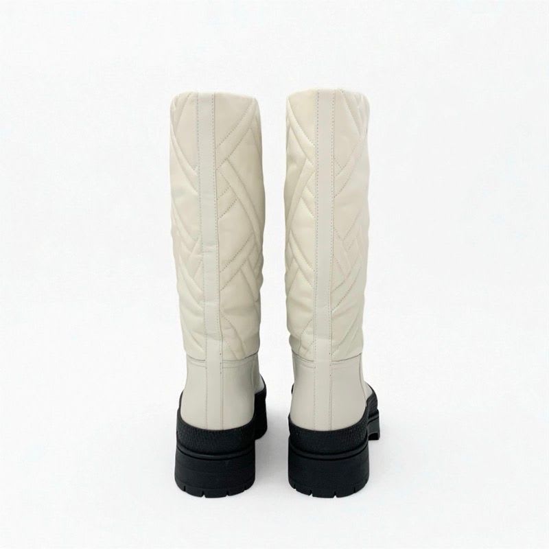 Hermes Fuji Boots Long Shoes Leather Ivory Exlibris Quilting — view 5