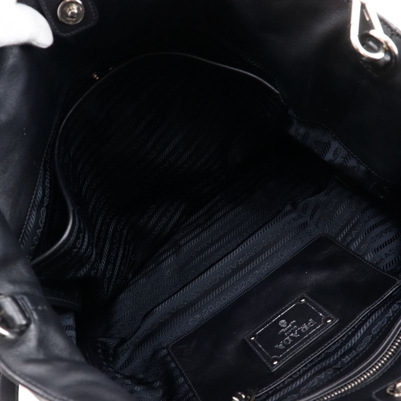 Prada Logo Ws7654 Leather Black Tote Bag — view 6