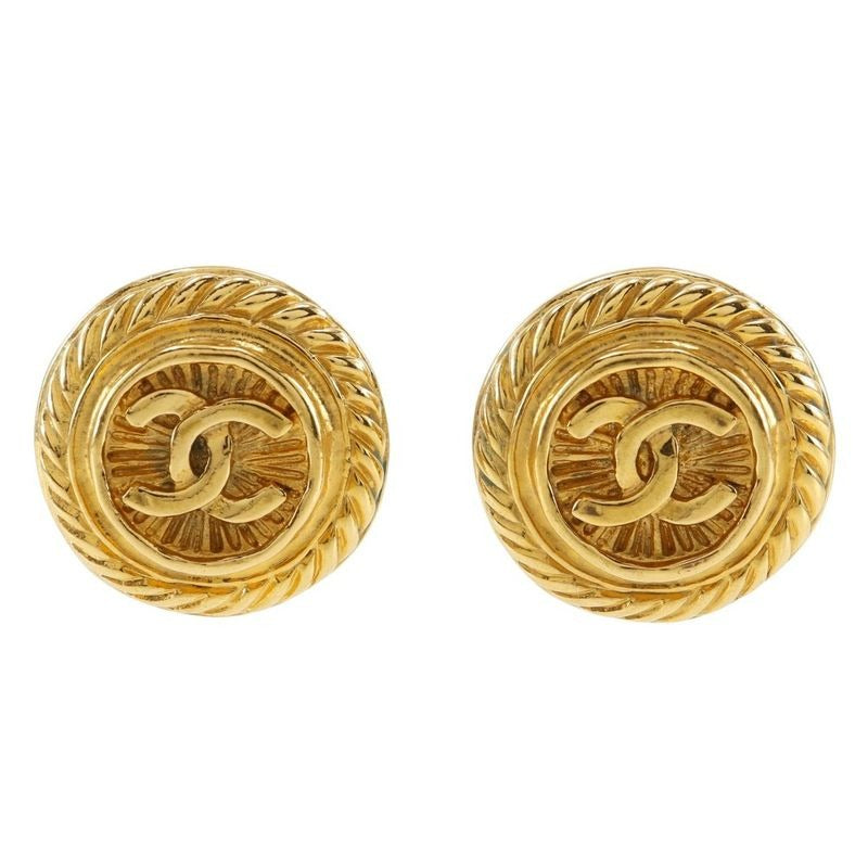 Chanel Coco Mark Vintage Gold Plated 93 P 23.8 g Earrings