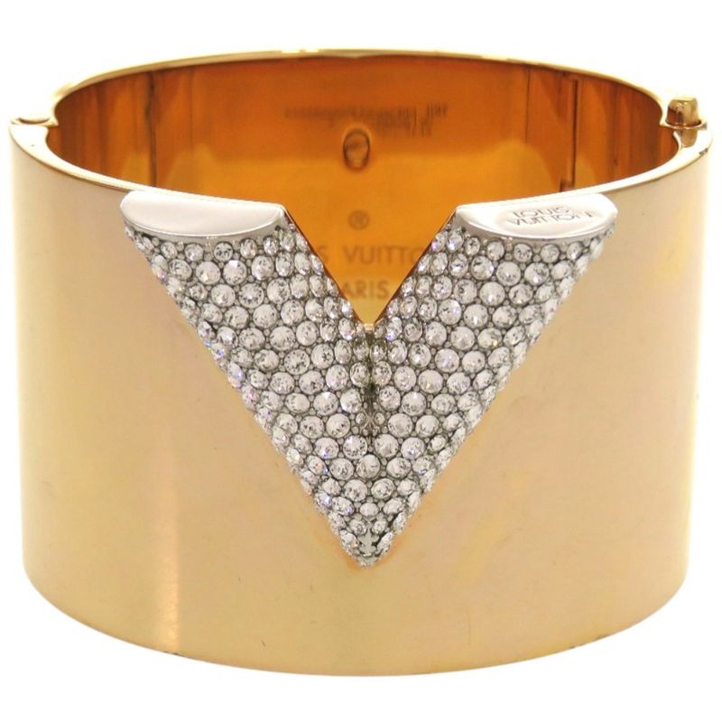 Louis Vuitton Escential V GP Rhinestone Gold Bangle 1002 — view 2