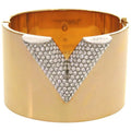Louis Vuitton Escential V GP Rhinestone Gold Bangle 1002