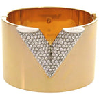 Louis Vuitton Escential V GP Rhinestone Gold Bangle 1002