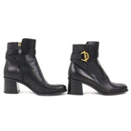 Hermes Jill 60 Glenan Buckle Side Zip Leather Heel Short Boots Black 36.5 — view 4