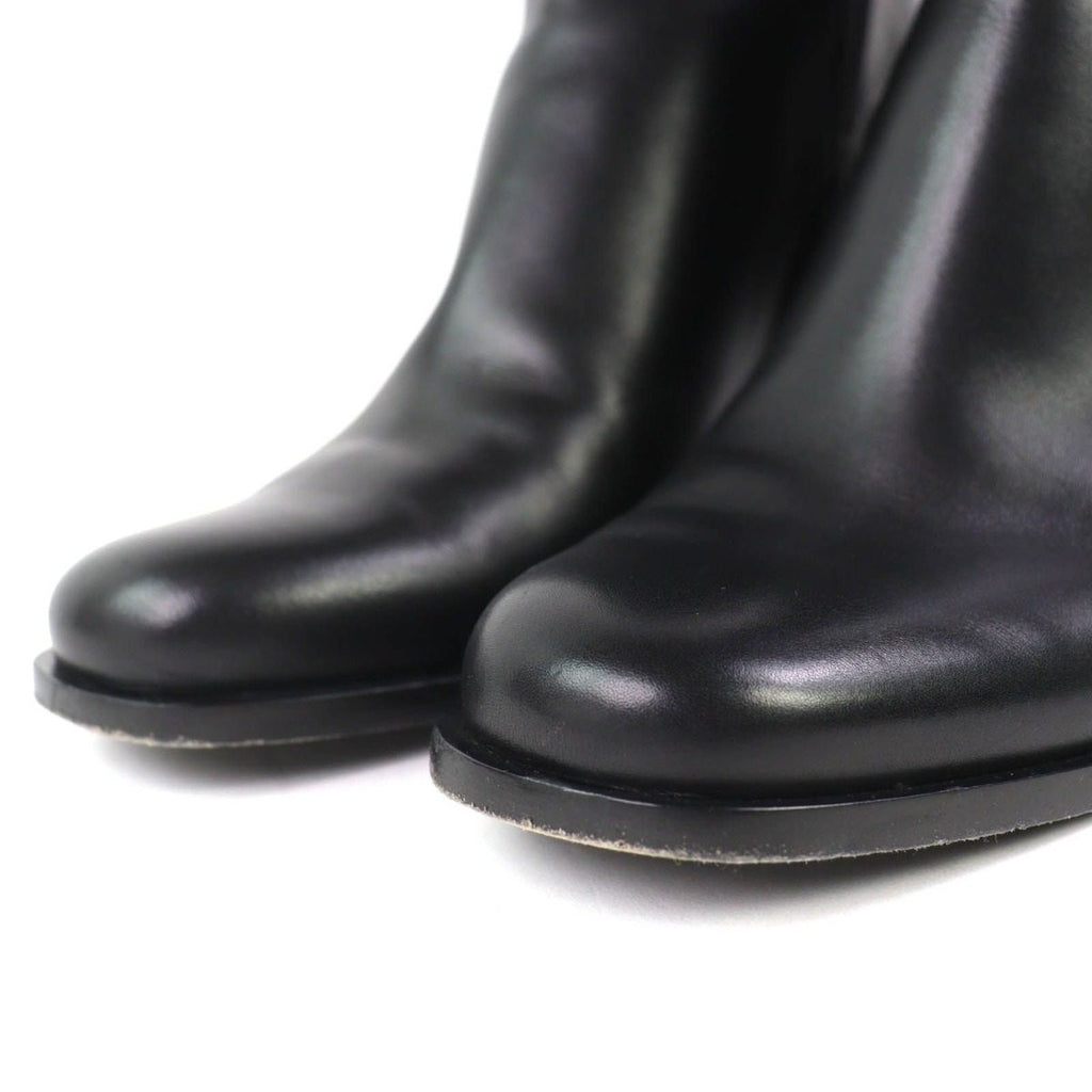 Hermes Jill 60 Glenan Buckle Side Zip Leather Heel Short Boots Black 36.5 — view 5