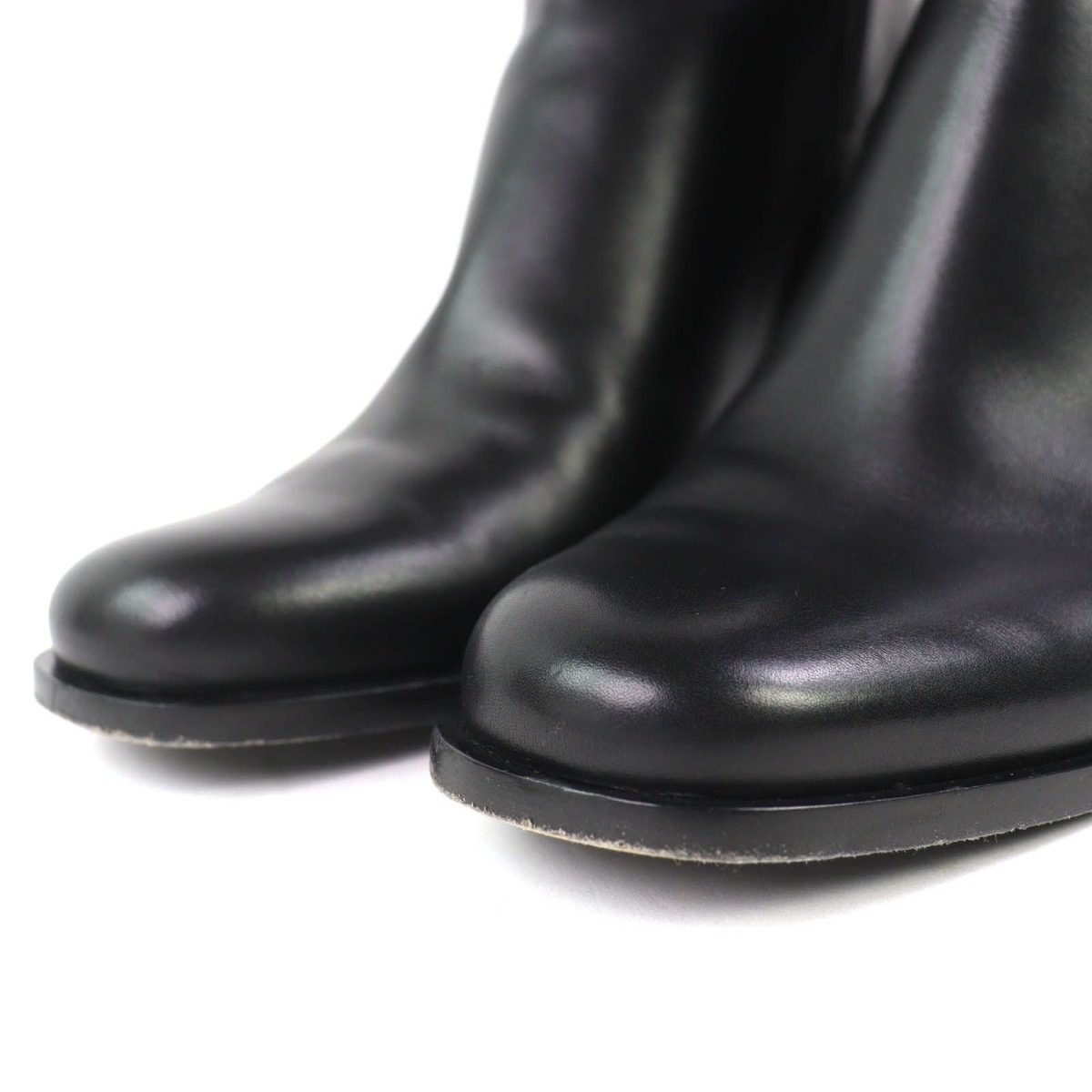 Hermes Jill 60 Glenan Buckle Side Zip Leather Heel Short Boots Black 36.5 — view 5