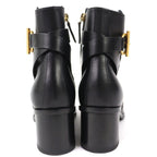 Hermes Jill 60 Glenan Buckle Side Zip Leather Heel Short Boots Black 36.5 — view 6