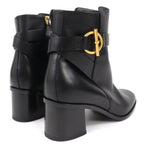 Hermes Jill 60 Glenan Buckle Side Zip Leather Heel Short Boots Black 36.5 — view 7