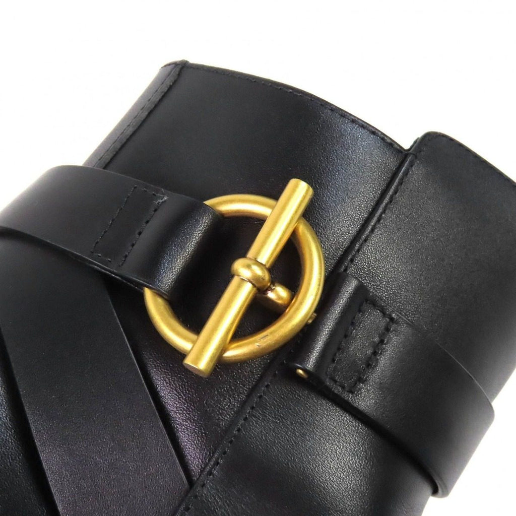 Hermes Jill 60 Glenan Buckle Side Zip Leather Heel Short Boots Black 36.5 — view 9