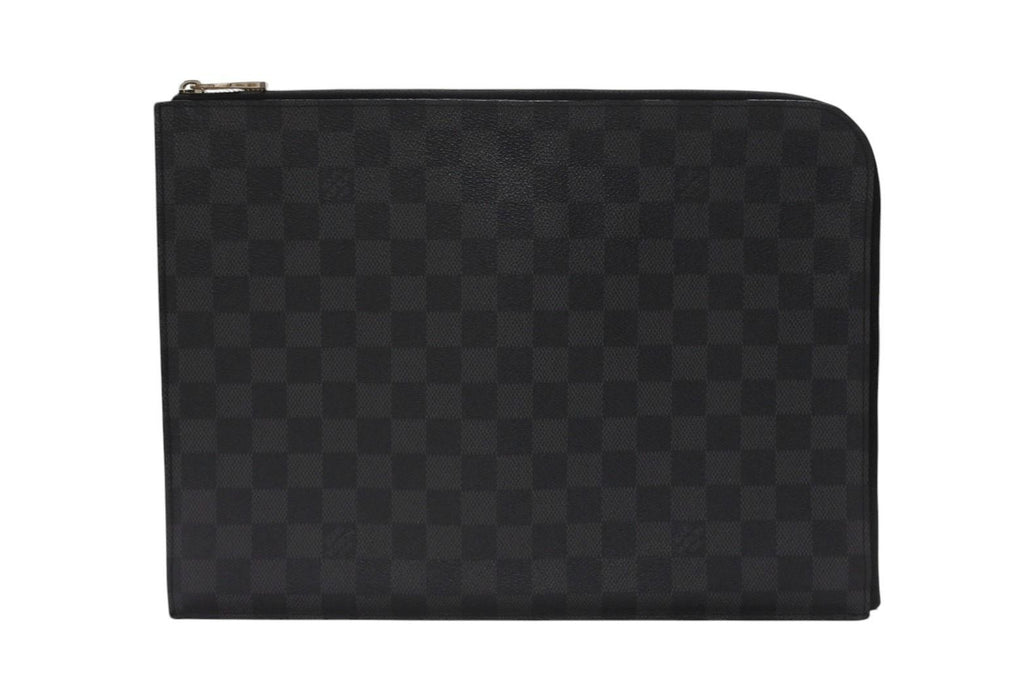 Louis Vuitton Pochette Jour GM Damier Graphite Black Gray Silver Clutch