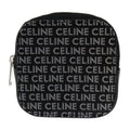 Celine Coin Case Leather Black Silver Round Zipper Multi Small Purse Logo