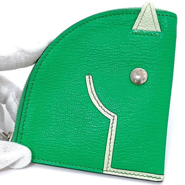 Hermes Coin Case Green Mint Purse Leather Chevre — view 5
