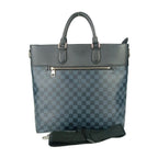 Louis Vuitton Tote Bag Newport Navy Silver Hardware Damier Cobalt Canvas