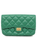 Chanel Chain Wallet Quilted Mini Shoulder Bag Leather Green Matte Gold Sold
