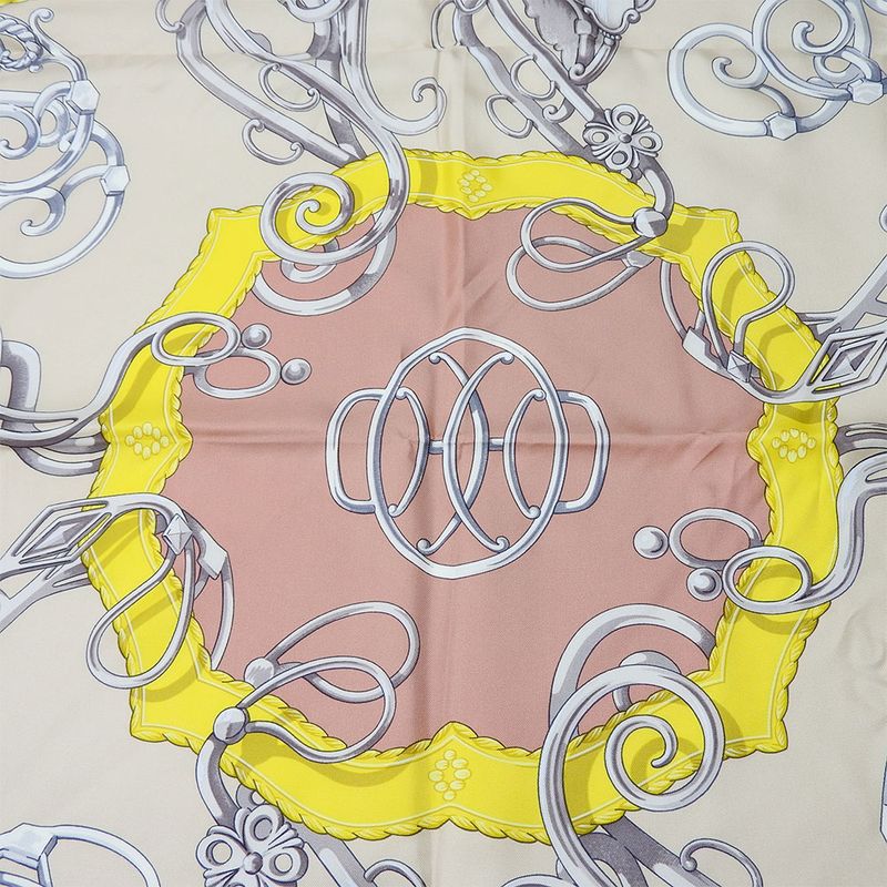 Hermes Scarf Carre 90 Silk Multicolor Ice Blue Yellow LIFT Profile — view 2