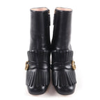 Gucci GG Marmont Tassel Side Zip Leather Short Boots Black Gold 38 Handbag — view 4