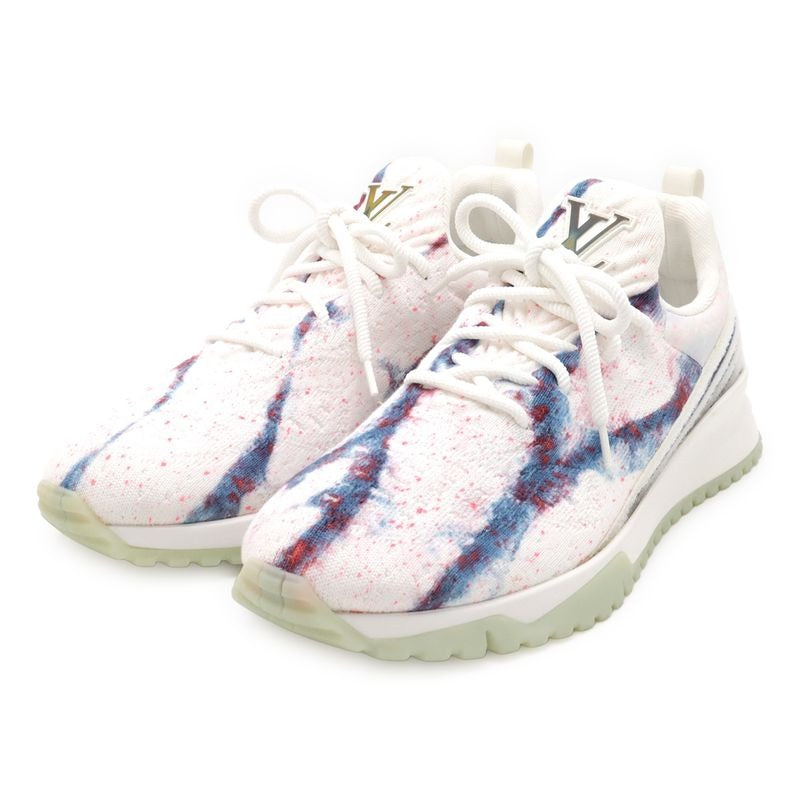 Louis Vuitton Vnr Line Sneakers Fabric White Blue Pink 7 1 2 Size