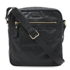 Gucci Guccissima Shoulder Bag Crossbody Leather Black Gold