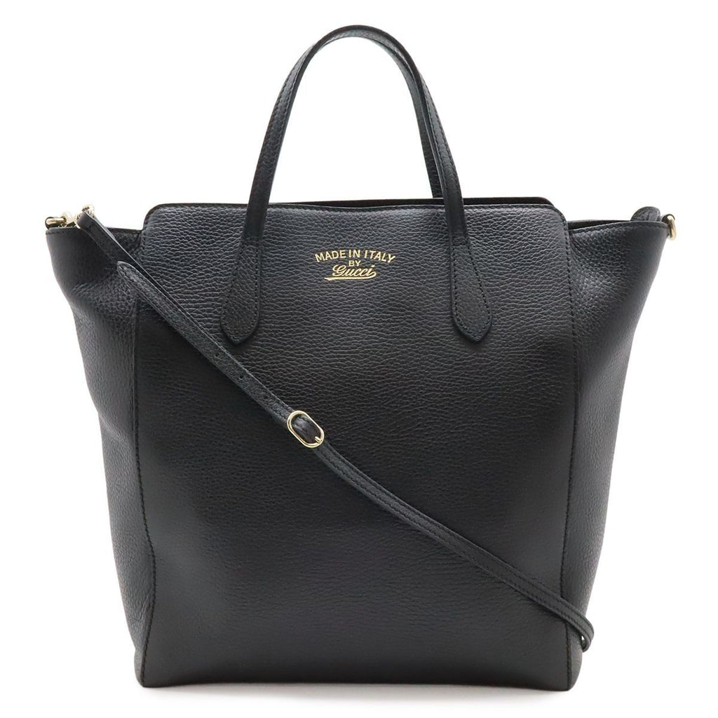 Gucci Swing Tote Shoulder Bag Leather Black