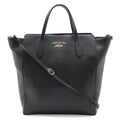 Gucci Swing Tote Shoulder Bag Leather Black