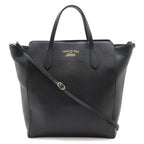 Gucci Swing Tote Shoulder Bag Leather Black