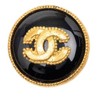 Chanel Vintage CC Logo Gold Black Plated