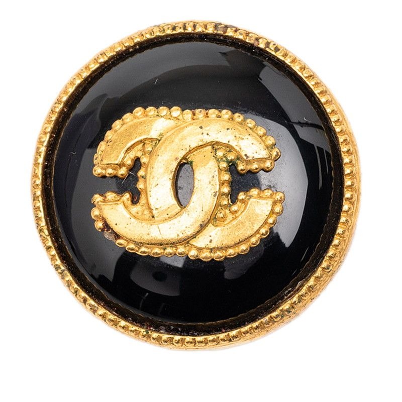 Chanel Vintage CC Logo Gold Black Plated