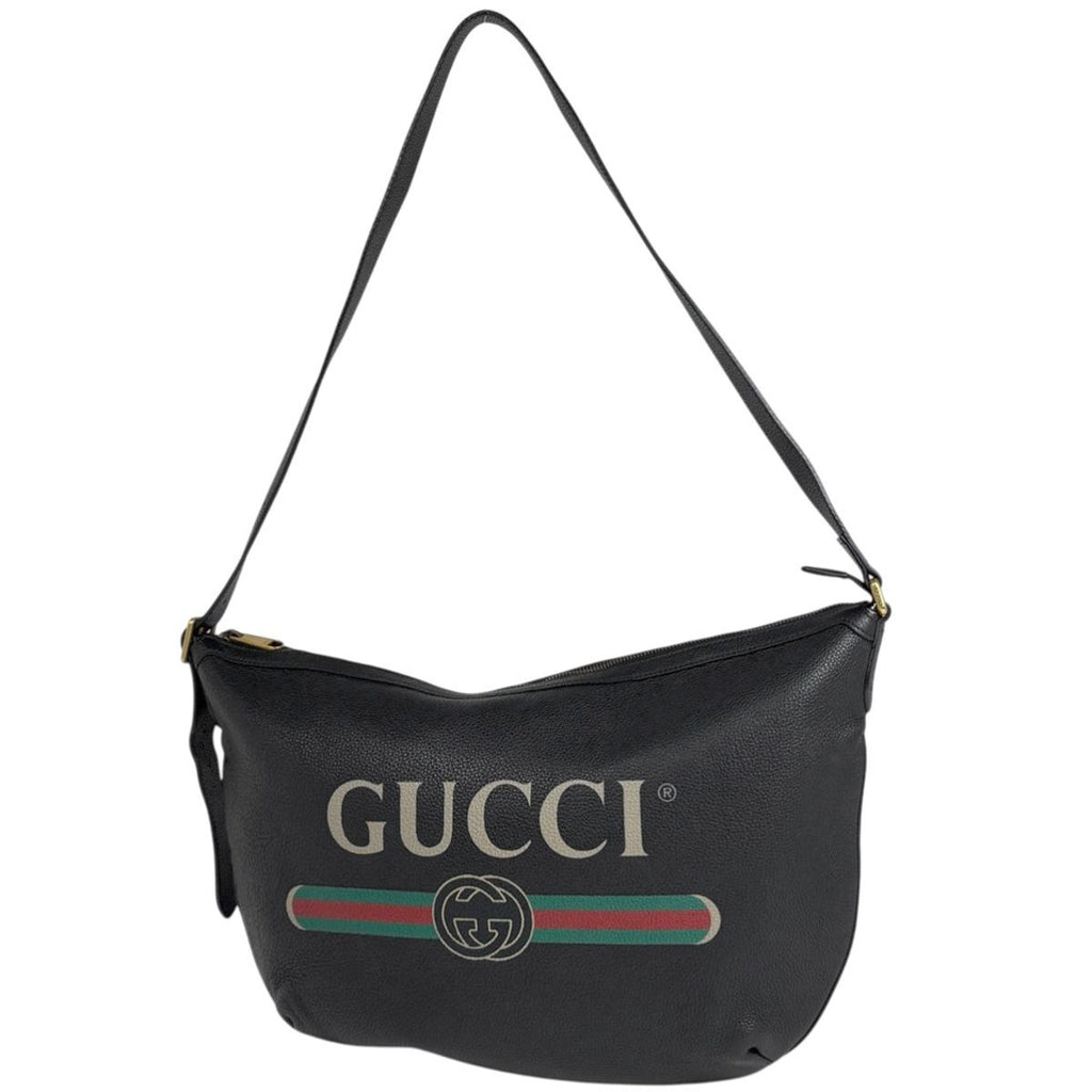Gucci Half Moon Hobo Shoulder Bag Leather Black