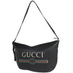 Gucci Half Moon Hobo Shoulder Bag Leather Black