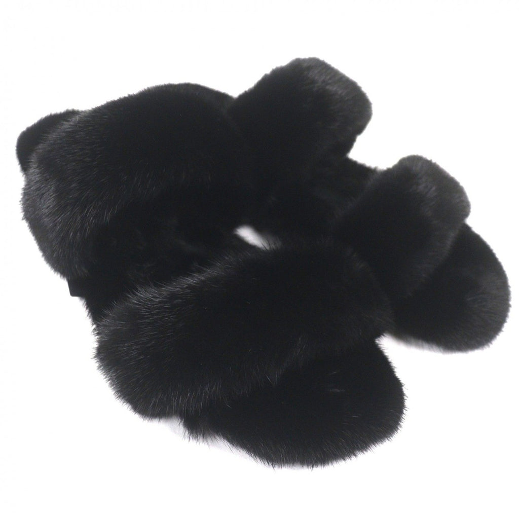 Saint Laurent Paris Mink Slide Sandals Black 44 — view 3