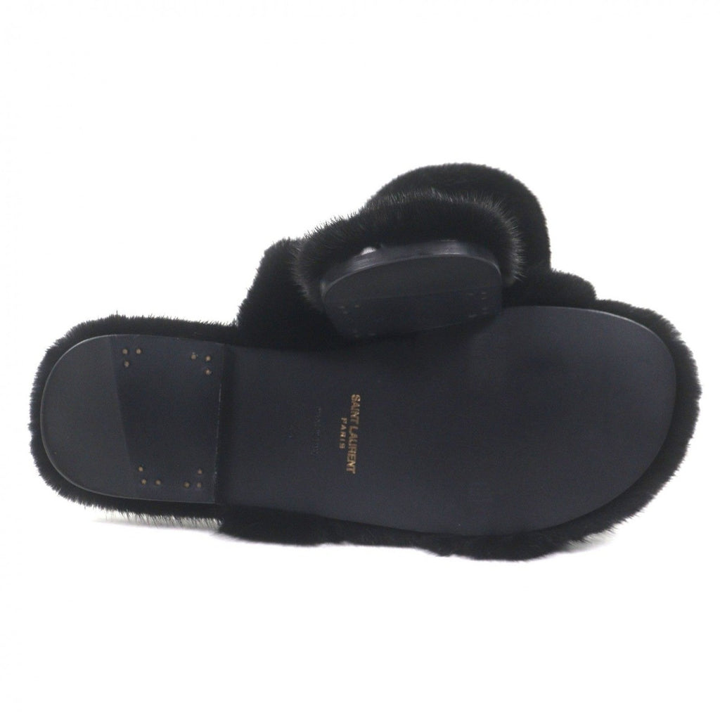 Saint Laurent Paris Mink Slide Sandals Black 44 — view 5