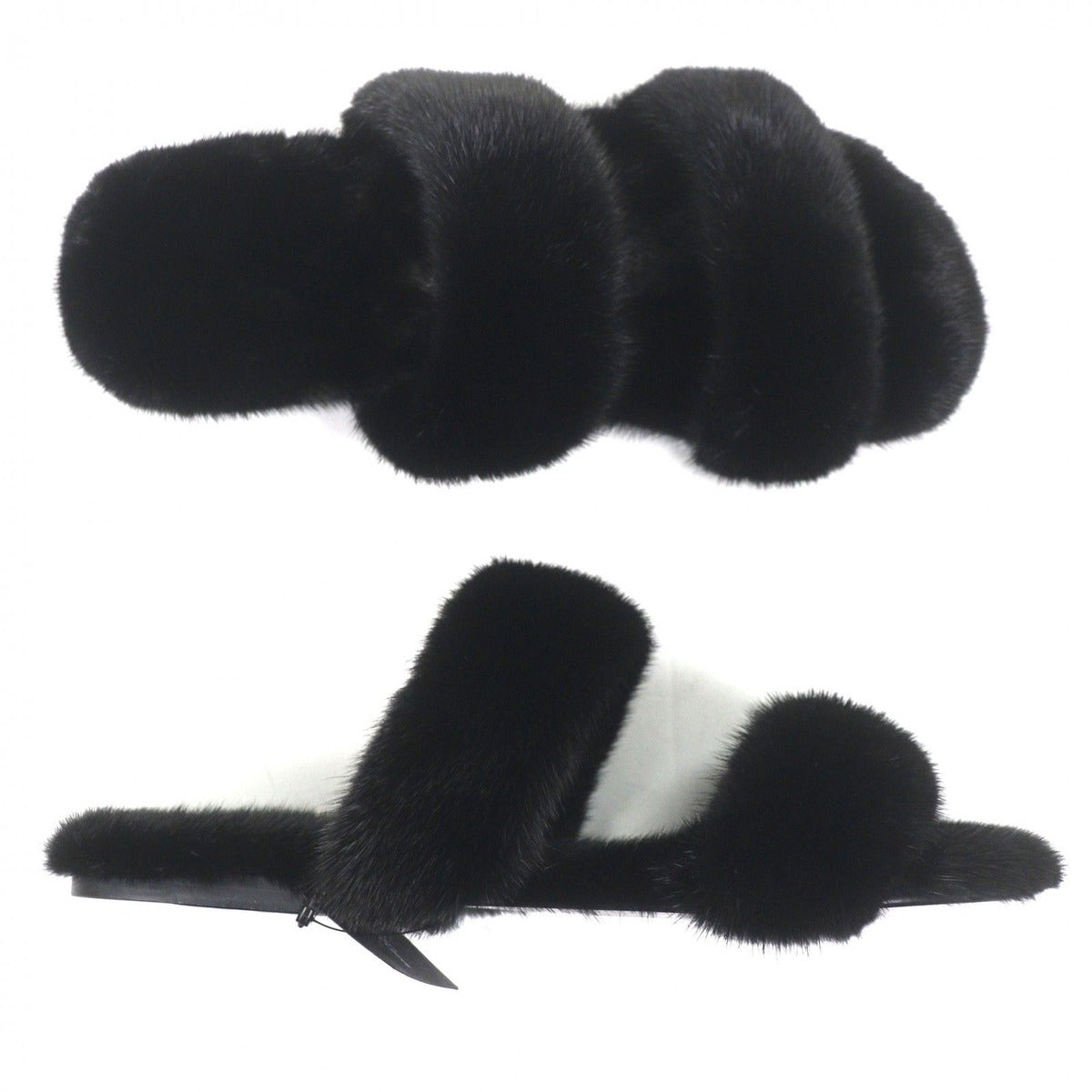 Saint Laurent Paris Mink Slide Sandals Black 44 — view 6