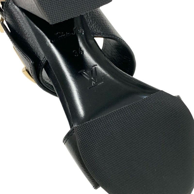 Louis Vuitton Horizon Line Sandals Shoes Leather Black Gold Lvhardware Strap — view 8