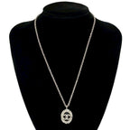 Chanel CC Logo Motif Plated Rhinestone Chain Necklace — view 2